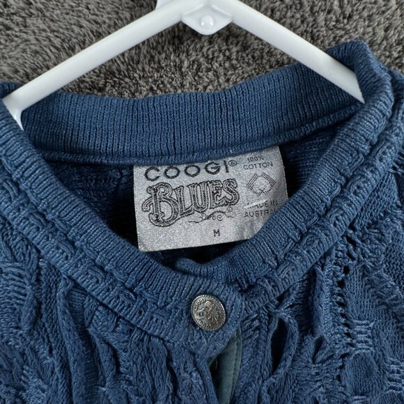 COOGI Blues Authentic Women Sweater Knit Pullover Blue Medium Cotton Henley - Picture 9 of 16